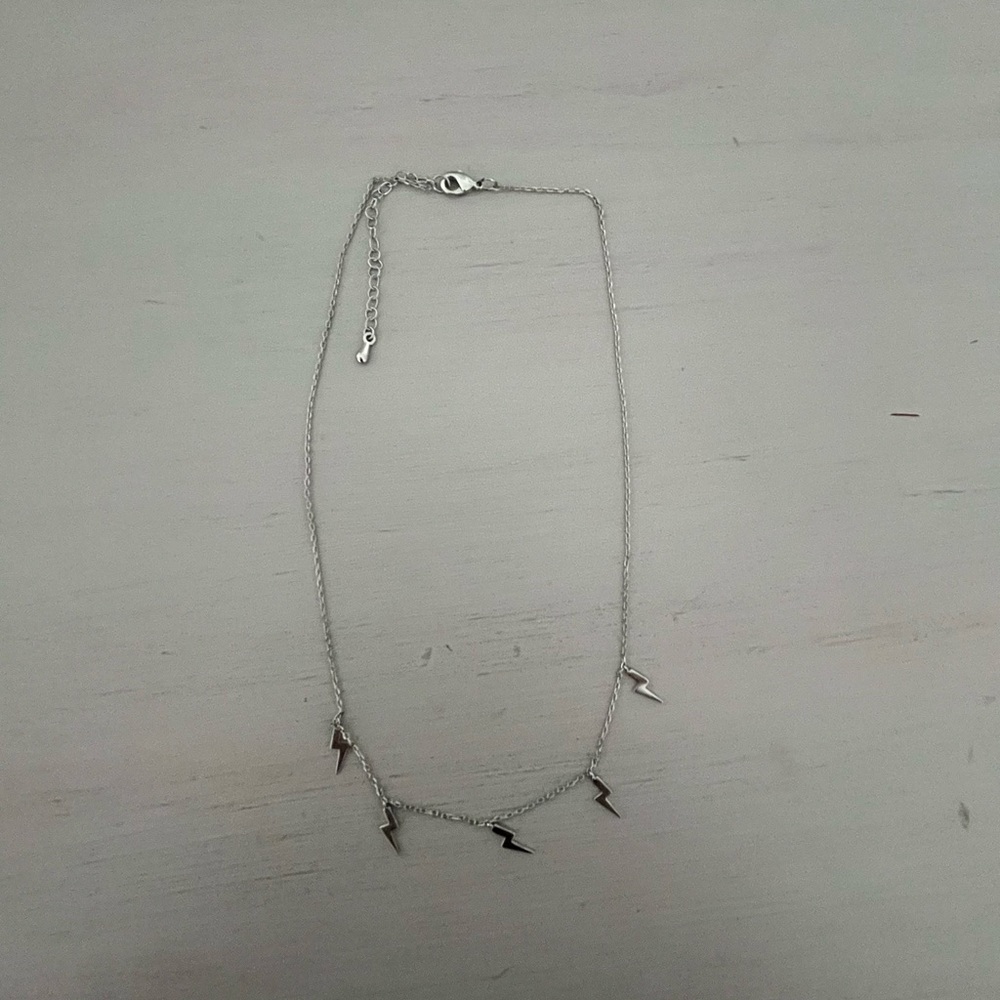 Adjustable Silver Lightning Bolt Necklace